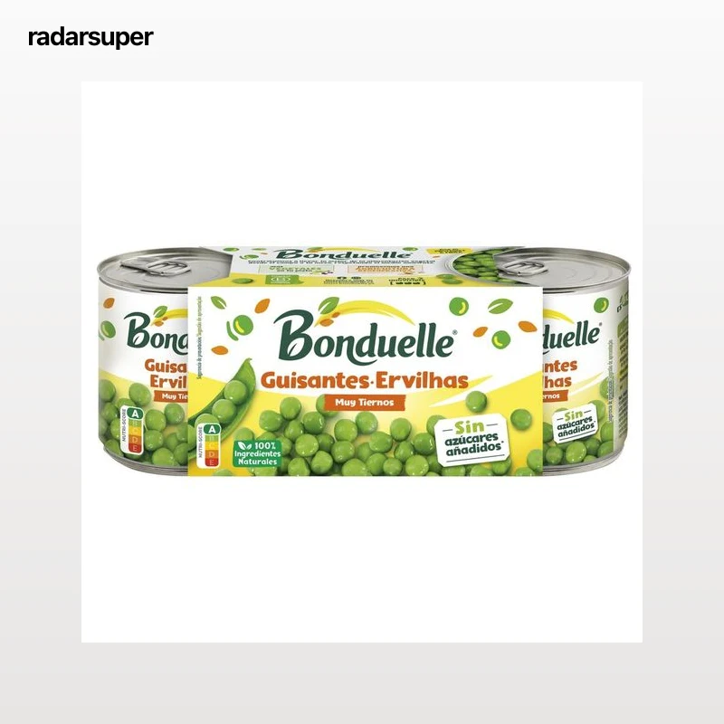 BONDUELLE Guisantes al natural muy finos pack 3 uds. 140 g