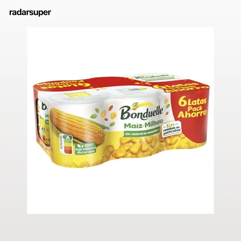 BONDUELLE Maíz dulce sin azúcares añadidos pack 6 uds. x 140 g