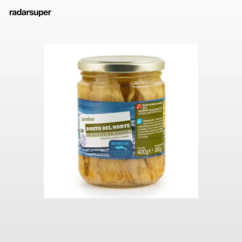 Bonito del norte en aceite de oliva procedente de pesca sostenible Carrefour 260 g.