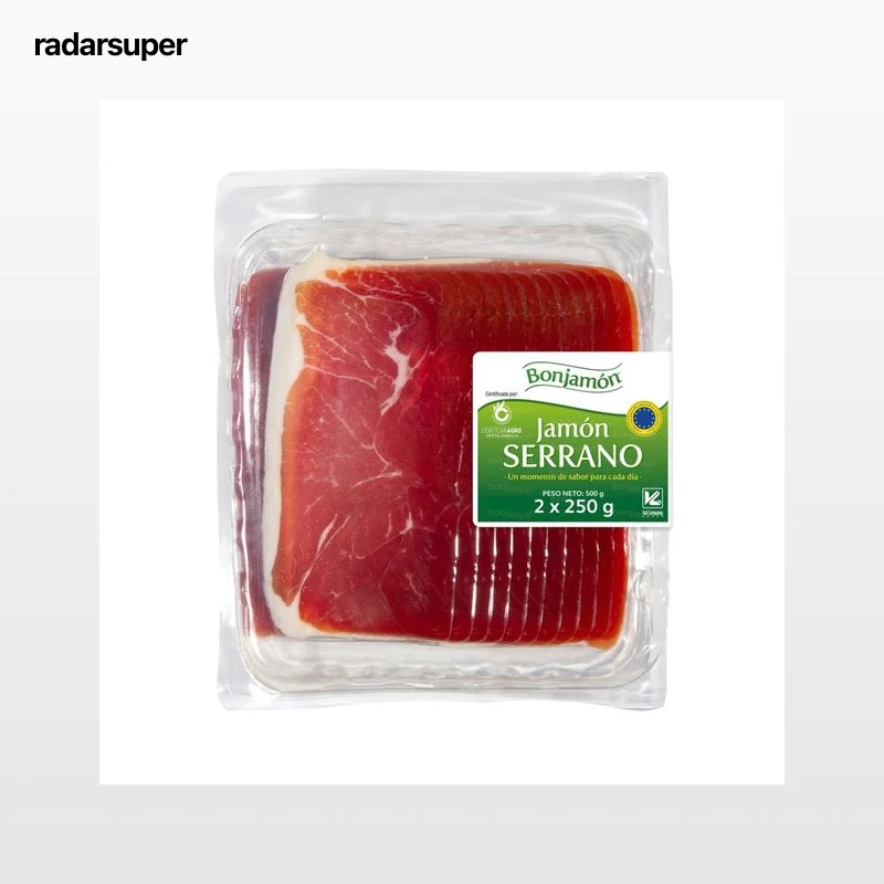 BONJAMÓN Jamón serrano cortado en lonchas con separador 2 x 250 g.