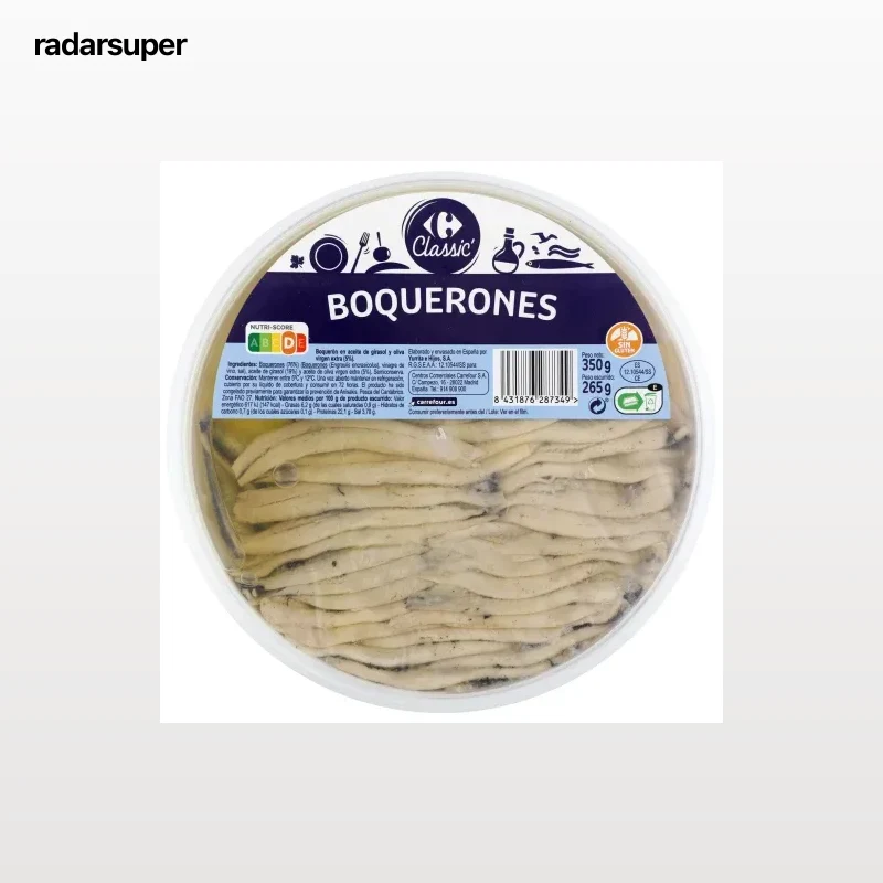 Boquerones Carrefour sin gluten 350 g.
