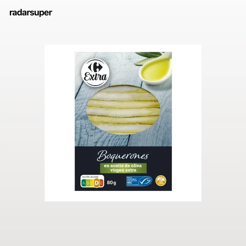 Boquerones en aceite de oliva virgen extra Carrefour Extra 80 g.