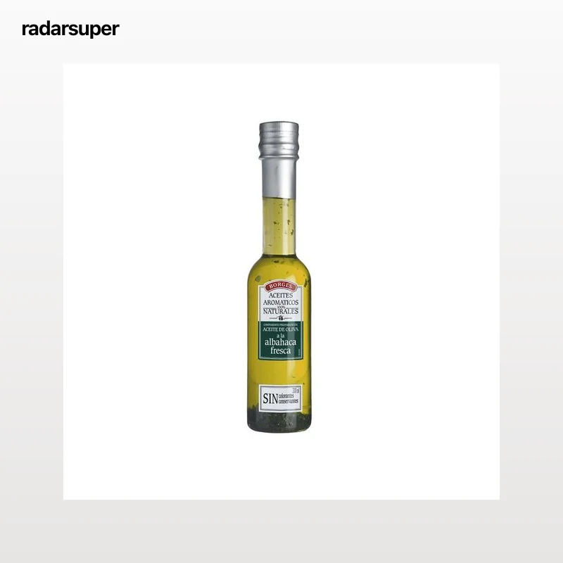 BORGES Aceite de oliva a la albahaca fresca botella de cristal de 200 ml.