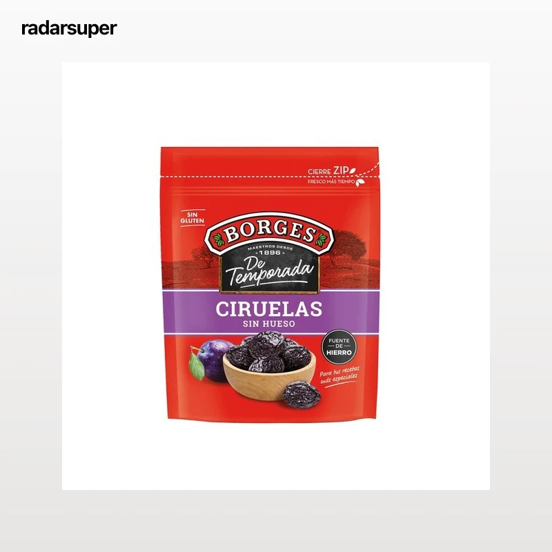 BORGES Ciruelas sin hueso, tiernas, jugosas y sin gluten 200 g.