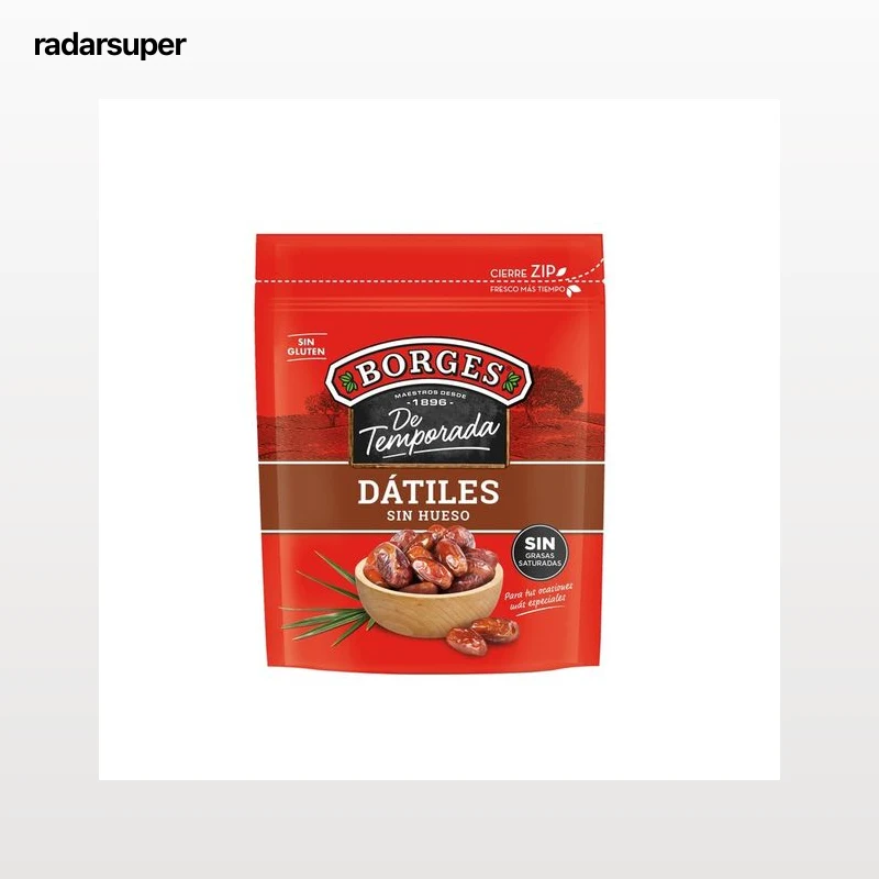 BORGES Dátiles sin hueso, dulces, sabrosos y sin gluten 200 g.