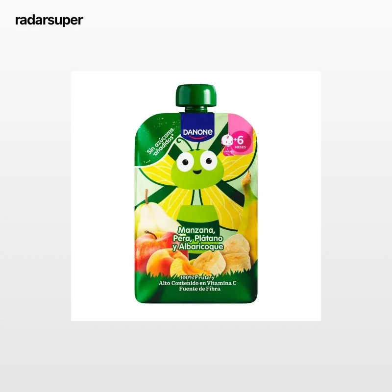 Bosita de manzana, pera, plátano y albaricoque desde 6 meses Danone Blédina sin gluten y sin azúcar añadido 100 g.