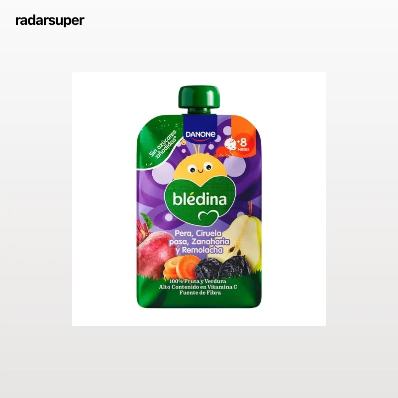 Bosita de pera, ciruela, zanahoria y remolacha desde 8 meses Danone Blédina sin gluten y sin azúcar añadido 100 g.