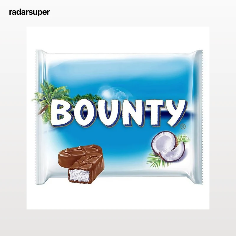 BOUNTY Barrittas de chocolate con leche, rellenas de coco 5 uds 28,5 g.