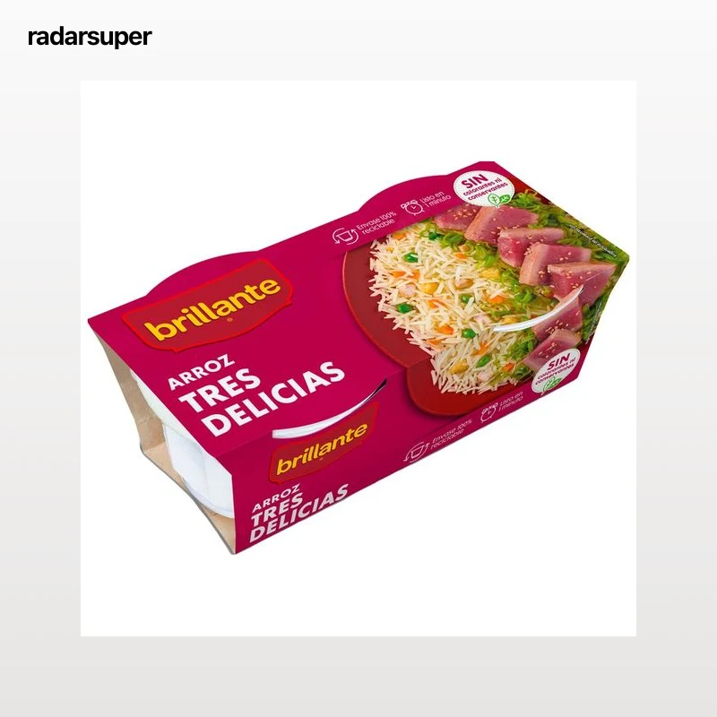 BRILLANTE Arroz tres delicias en tarrina paquete de 2 uds x 125 g.