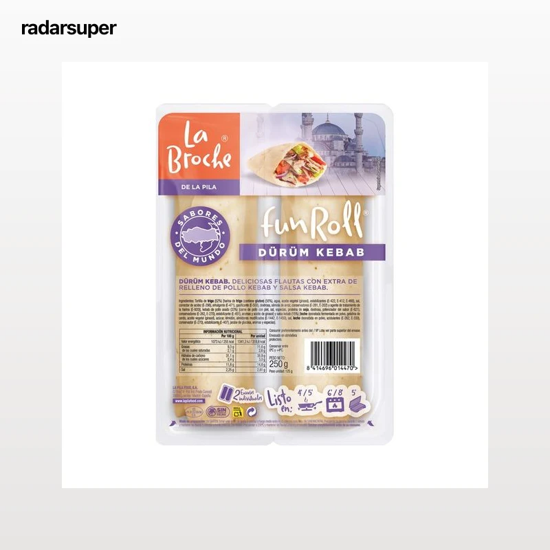 LA BROCHE Flautas con extra de relleno de pollo kebab y salsa de yogur LA BROCHE Fun roll 2 x 125 g.