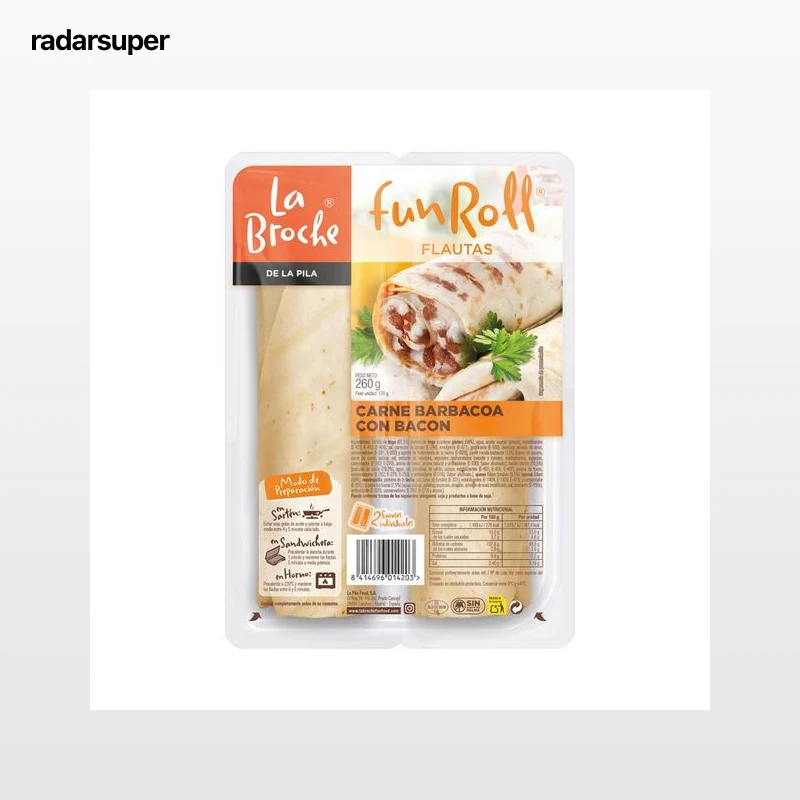 LA BROCHE Flautas rellanas de carne a la barbacoa con bacon LA BROCHE Funroll 2 x 130 g.