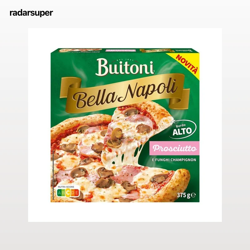 BUITONI Bella napoli Pizza de jamón y champiñon con masa gruesa 375 g.