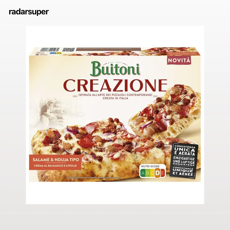 BUITONI Creazione Pizza congelada con salami, carne de cerdo estilo "Nduja" y queso 430 g.
