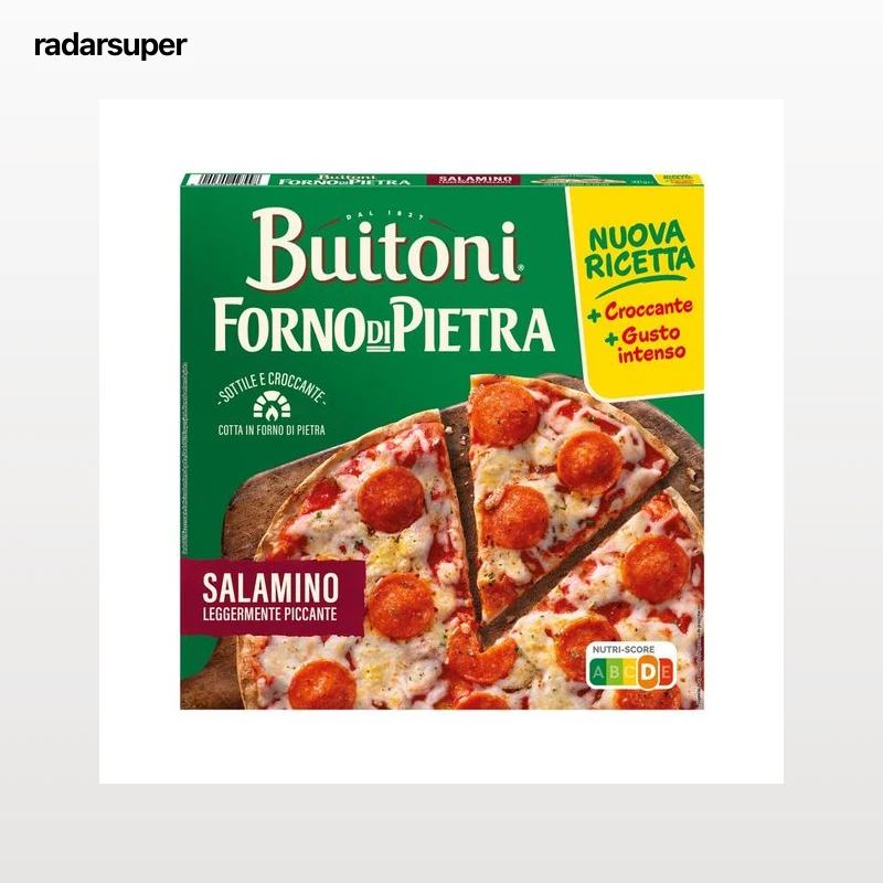 BUITONI Forno di piedra Pizza Salamino (tomate, queso y peperoni), con masa fina y crujiente 300 g.