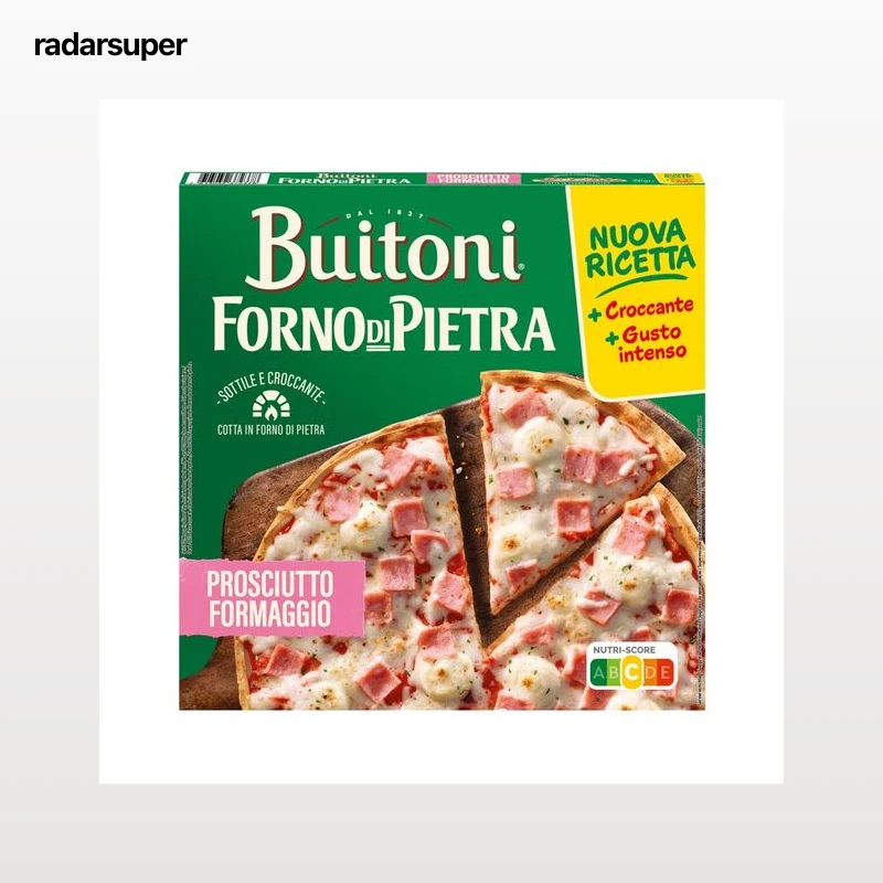 BUITONI Forno di piertra Pizza de jamón y queso con masa fina y crujiente 350 g.