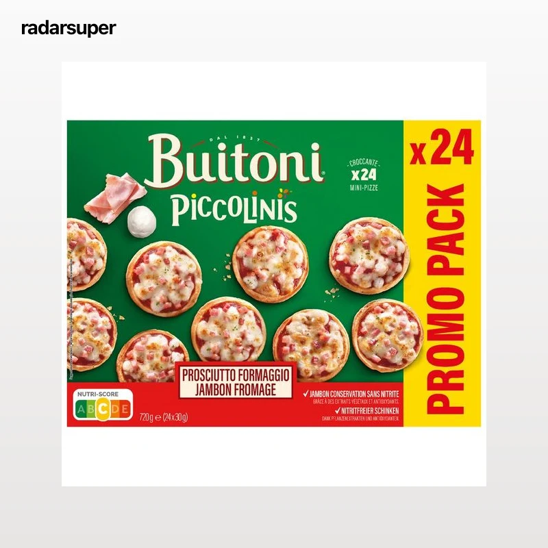 BUITONI Piccolinis (mini pizzas) con jamón y queso 24 uds.
