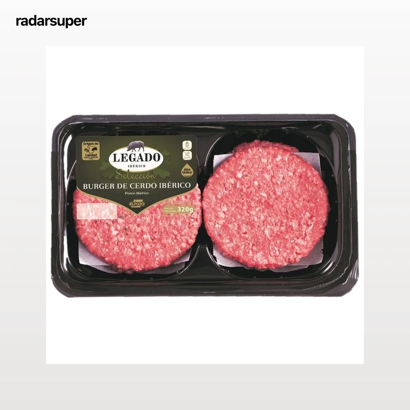 Burger meat de cerdo ibérico, elaboradas sin gluten y sin lactosa LEGADO IBÉRICO Selección 4 x 80 g.