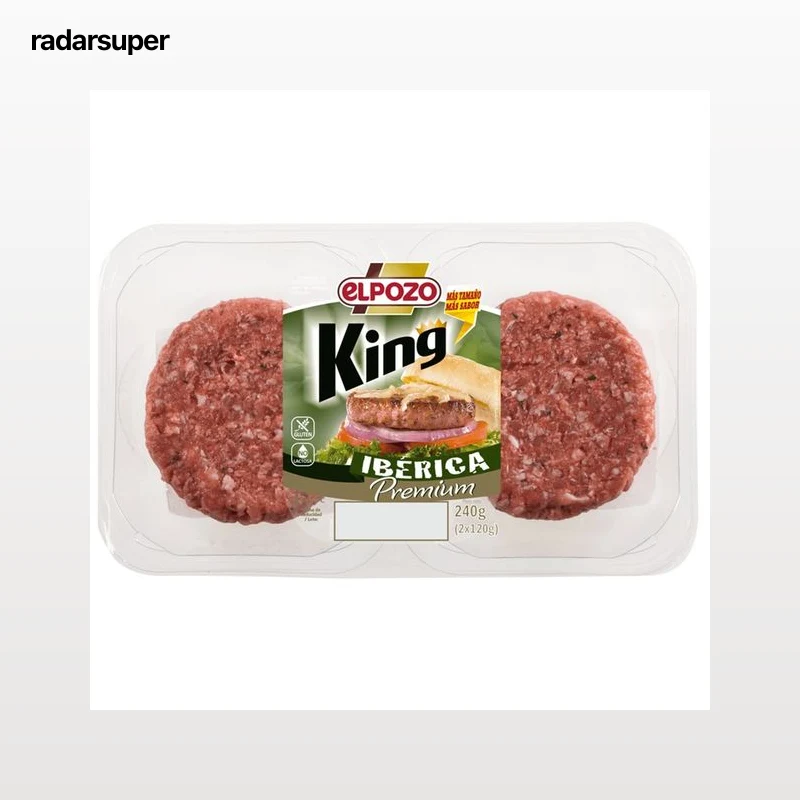 Burger meat premium de cerdo ibérico, elaborada sin gluten ni lactosa EL POZO King 2 x 120 g.