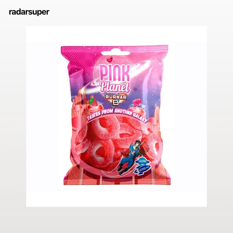 BURMAR Caramelos de goma, aros de fresa 100 g.