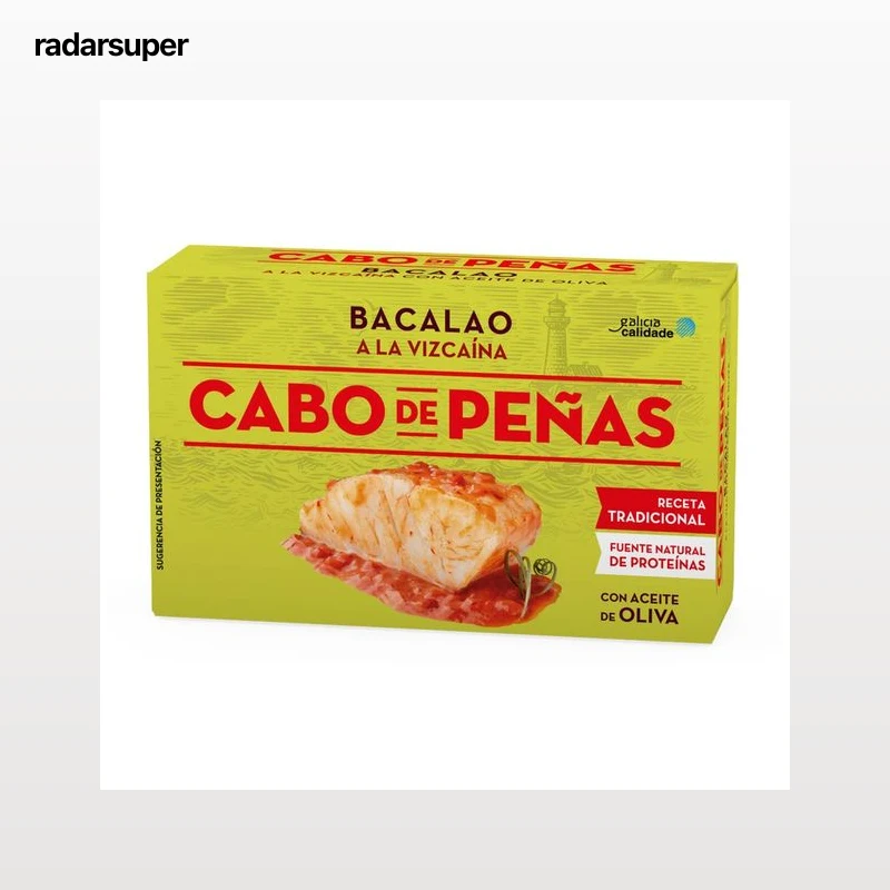 CABO DE PEÑAS Bacalao a la vizcaína con aceite de oliva lata de 70 g.