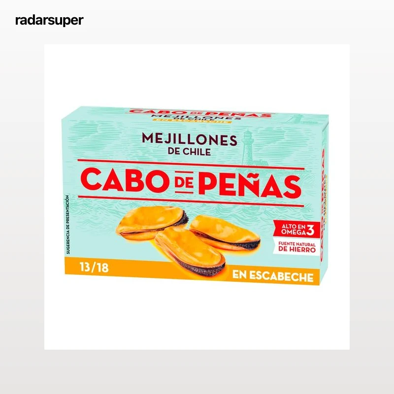 CABO DE PEÑAS Mejillones de Chile en escabeche 13 / 18 lata de 69 g.