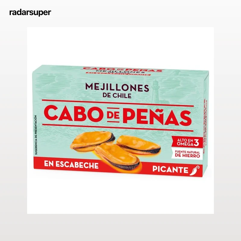 CABO DE PEÑAS Mejillones en escabeche picantes de Chile, 69 g.
