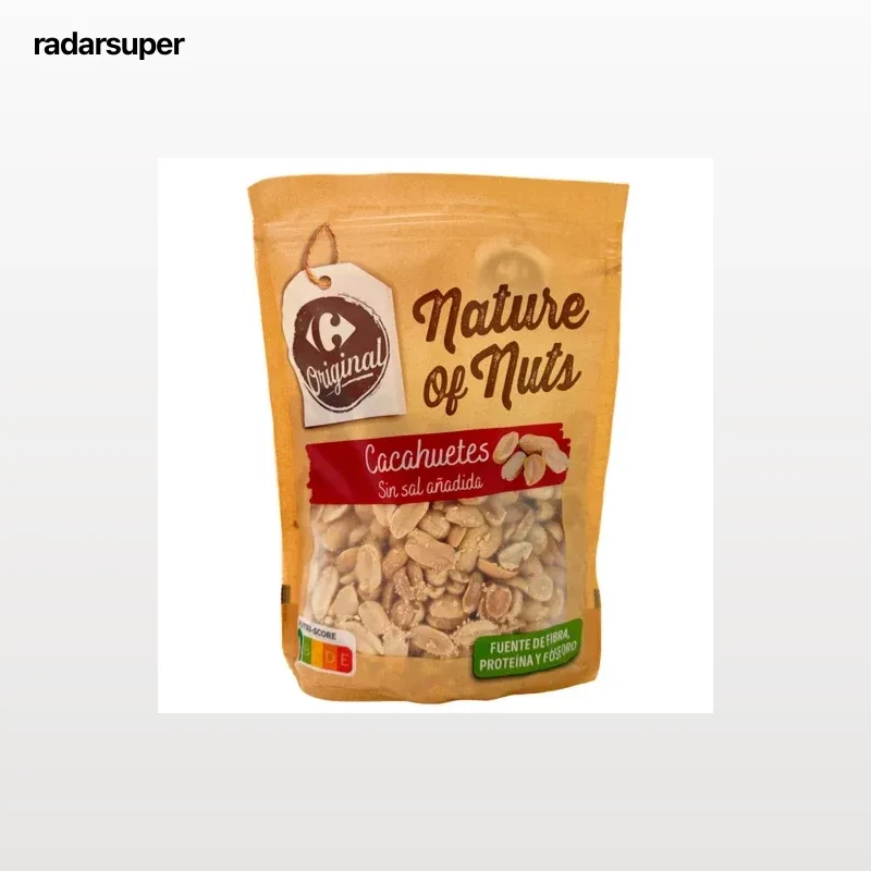 Cacahuetes tostados y pelados Sensation Carrefour sin sal añadida doy pack 200 g.