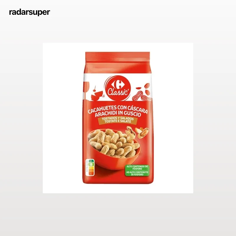 Cacahuetes tostados y salados Classic Carrefour 400 g.