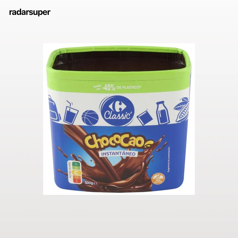 Cacao instantáneo Chococao Carrefour sin gluten 500 g.
