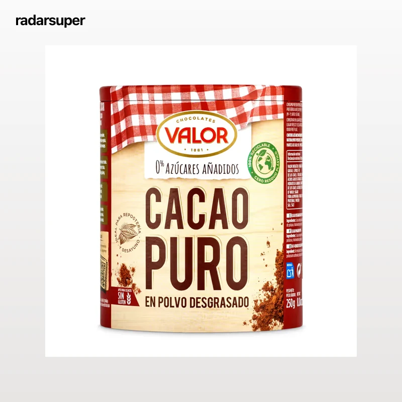 Cacao puro en polvo 0% azúcares añadidos Valor 250 g