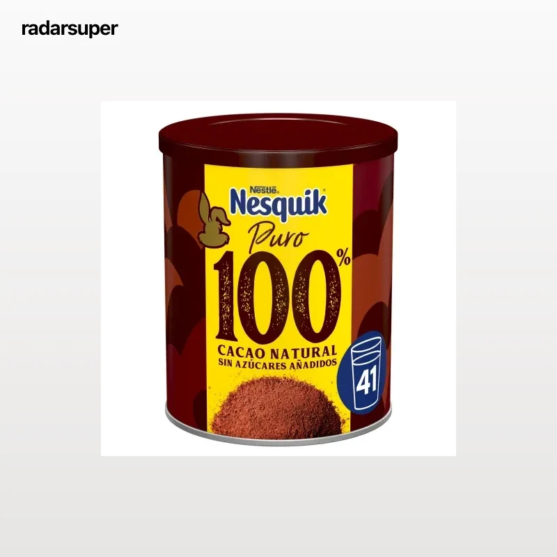 Cacao soluble puro 100% cacao natural sin azúcar añadido Nestlé Nesquik sin gluten 290 g.
