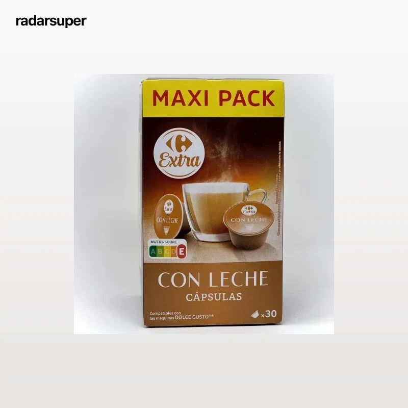 Café cápsulas con leche Carrefour Extra compatible con Dolce Gusto 30 unidades de 10 g.