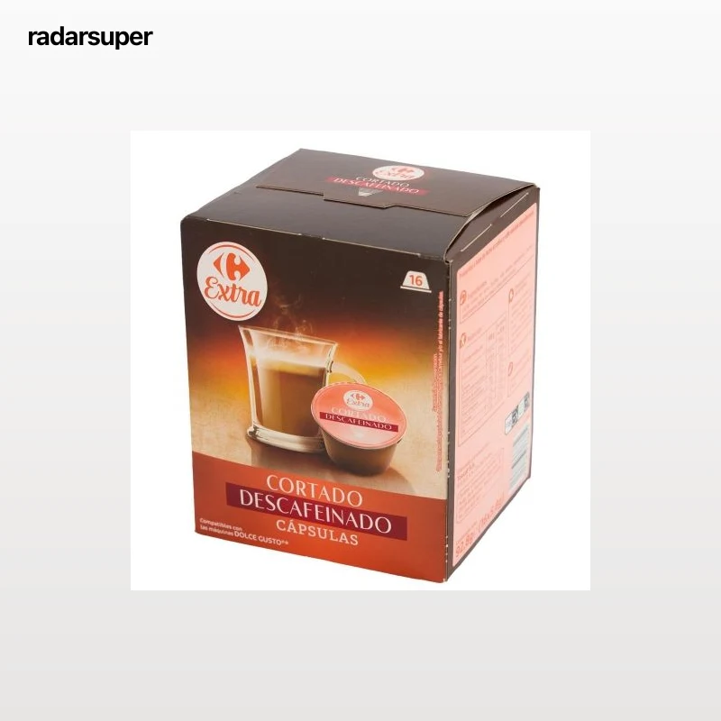 Café cápsulas cortado descafeinado Carrefour Extra compatible con dolce Gusto 16 ud.