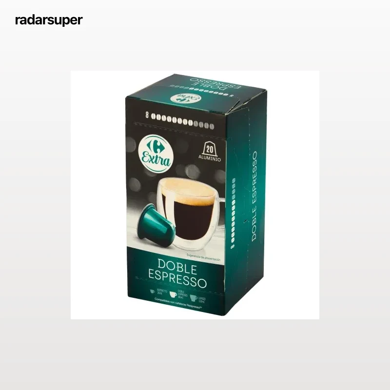 Café cápsulas doble expresso Carrefour Extra compatible con Nespresso 20 ud.