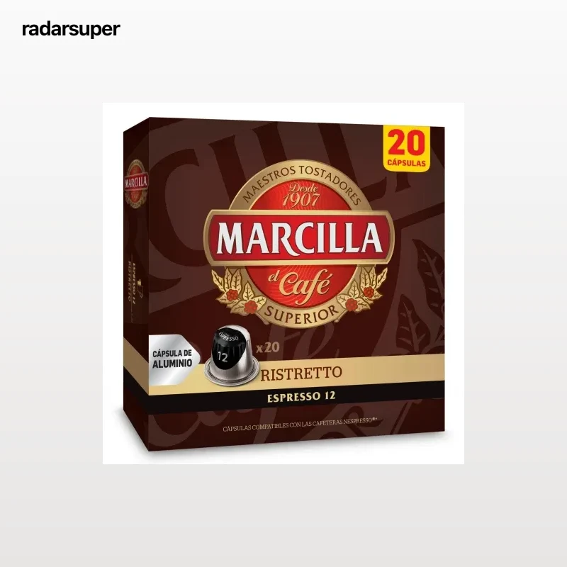 Café cápsulas espresso ristretto Marcilla compatible con Nespresso 20 ud.