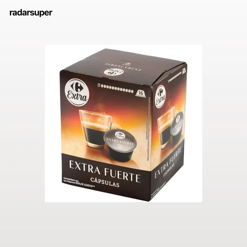 Café cápsulas extrafuerte Carrefour Extra compatible con Dolce Gusto 16 ud.