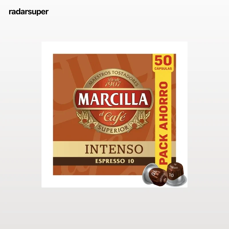 Café cápsulas intenso Marcilla compatible con Nespresso 50 ud.