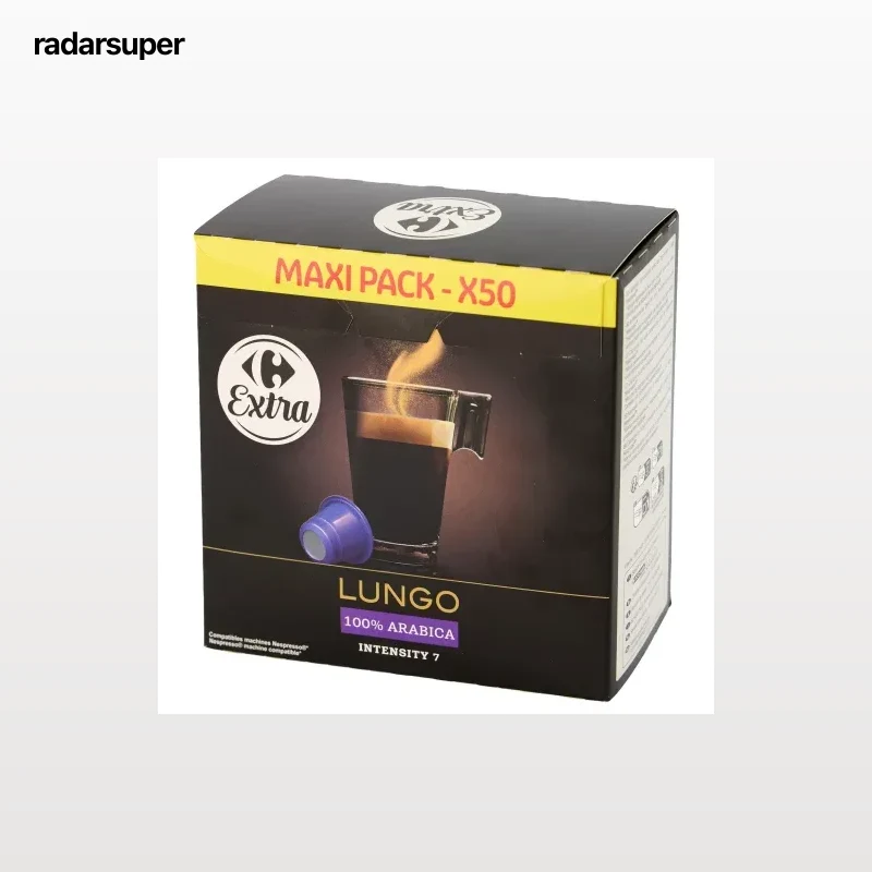 Café cápsulas lungo Carrefour Extra compatible con nespresso 50 ud.