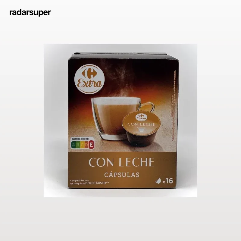 Café con leche en cápsulas Carrefour compatible con Dolce Gusto 16 unidades de 10 g.