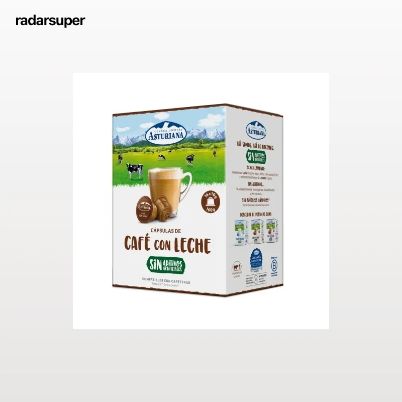 Café con leche en cápsulas Central Lechera Asturiana compatible con Dolce Gusto 16 unidades de 10 g.
