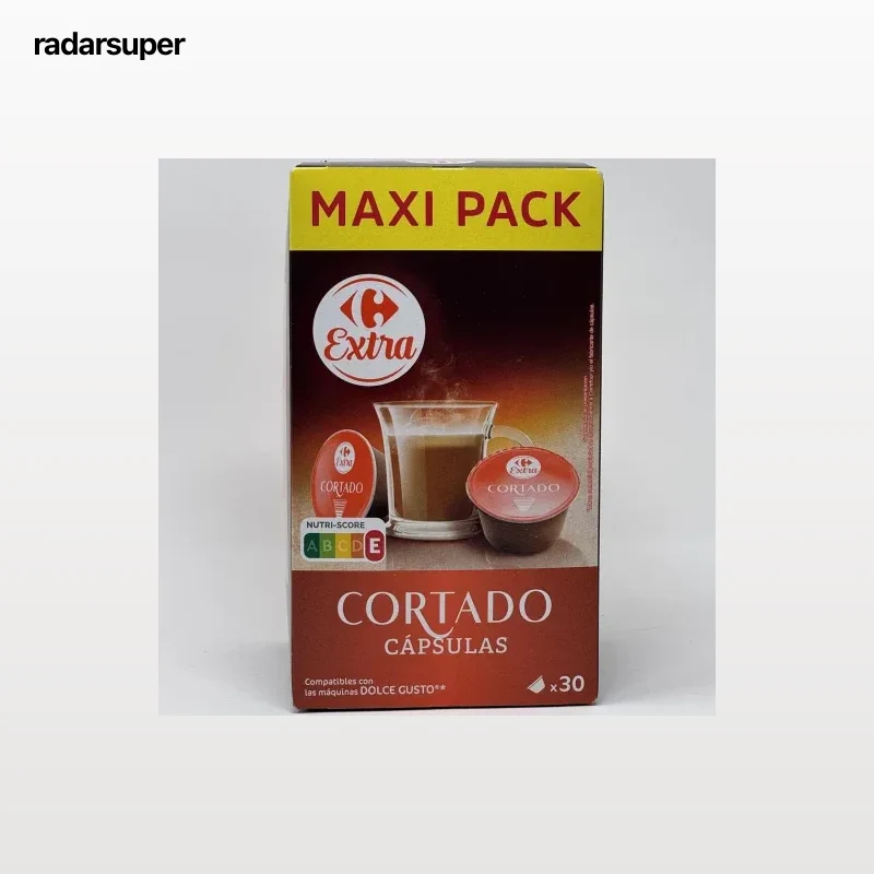 Café cortado en cápsulas Carrefour compatible con Dolce Gusto 30 unidades de 5,8 g.