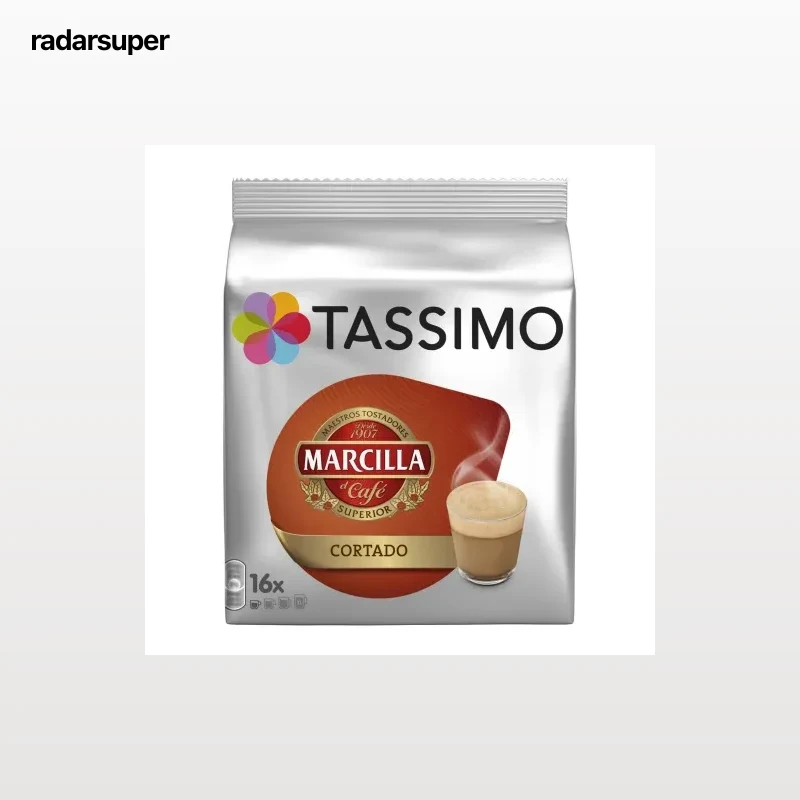Café cortado en cápsulas Marcilla Tassimo 16 unidades de 11,5 g.