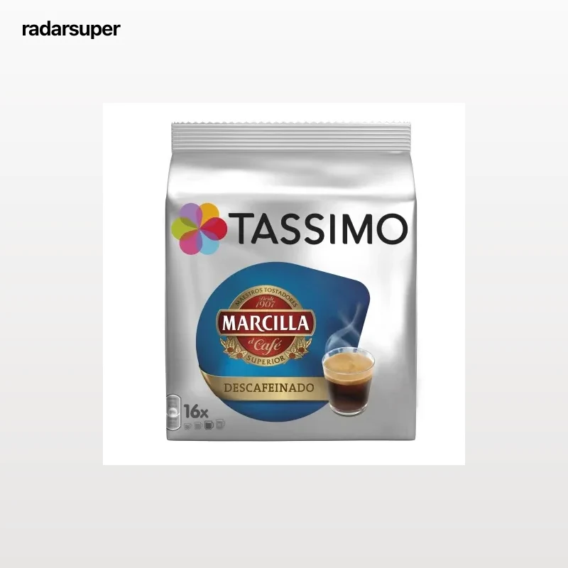 Café descafeinado en cápsulas Marcilla Tassimo 16 unidades de 7,4 g.