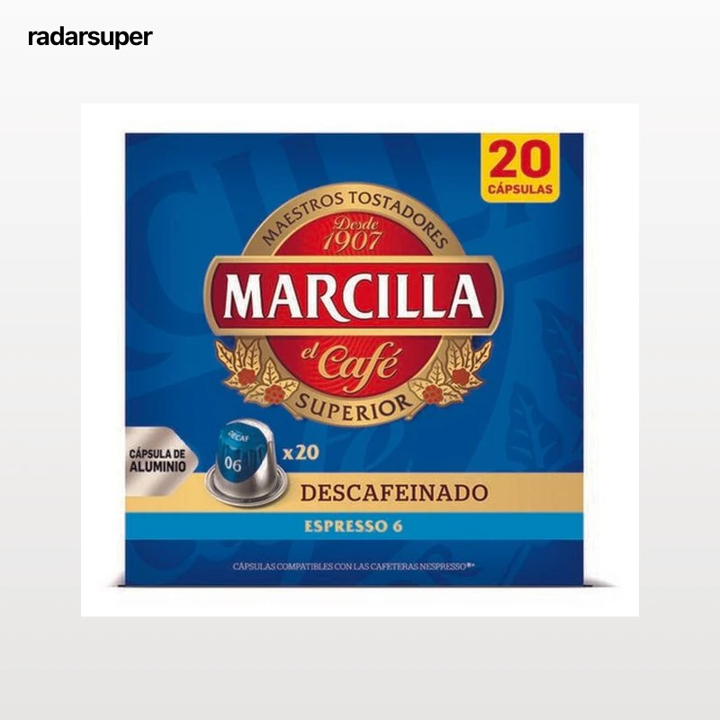Café descafeinado espresso intensidad 6 Marcilla 20 cápsulas