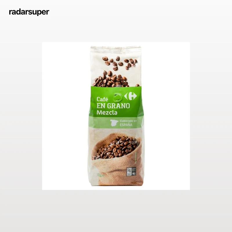 Café en grano mezcla Carrefour 1 kg.