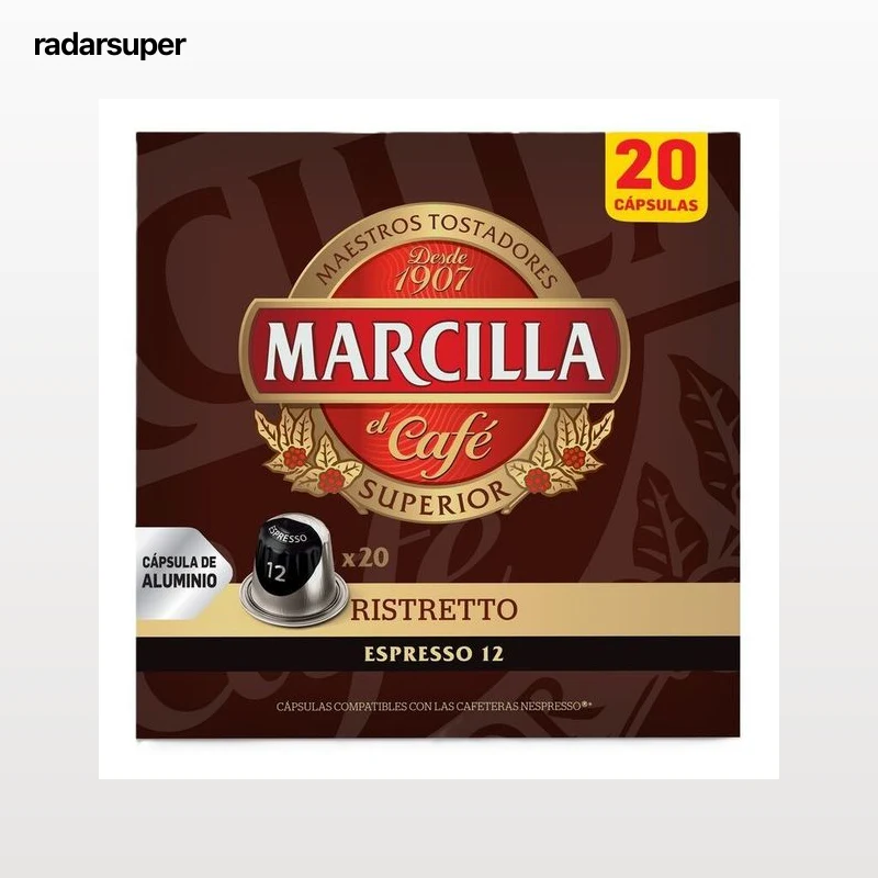 Café espresso ristretto intensidad 12 Marcilla 20 cáps