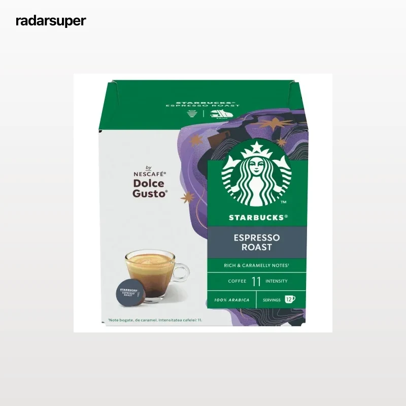 Café espresso roast en cápsulas Starbucks compatible con Dolce Gusto 12 unidades de 5,5 g.