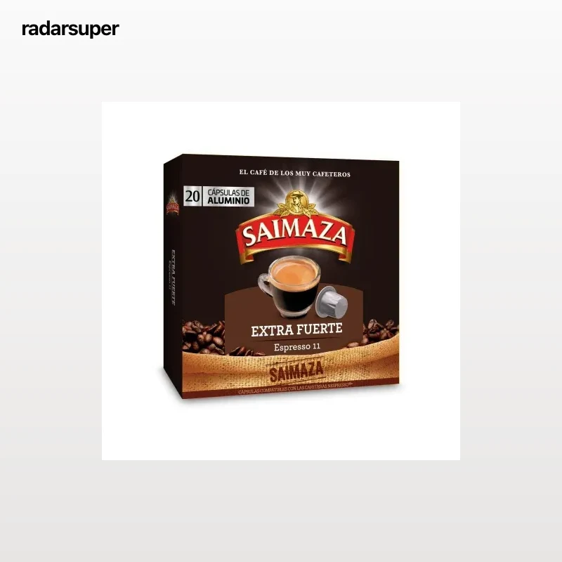 Café extra fuerte en cápsulas Saimaza compatible con Nespresso 20 unidades de 5,2 g.