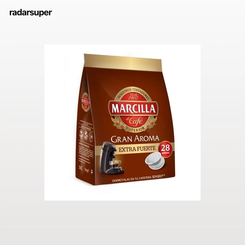 Café extra fuerte monodosis Gran Aroma Marcilla compatible con Senseo 28 ud.