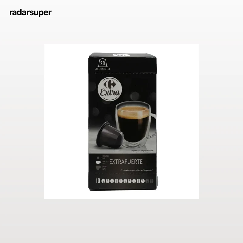 Café extrafuerte en cápsulas Carrefour Extra compatible con nespresso 20 ud.